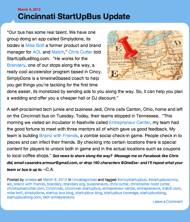 StartupBus Blog Post by Casandra Armour