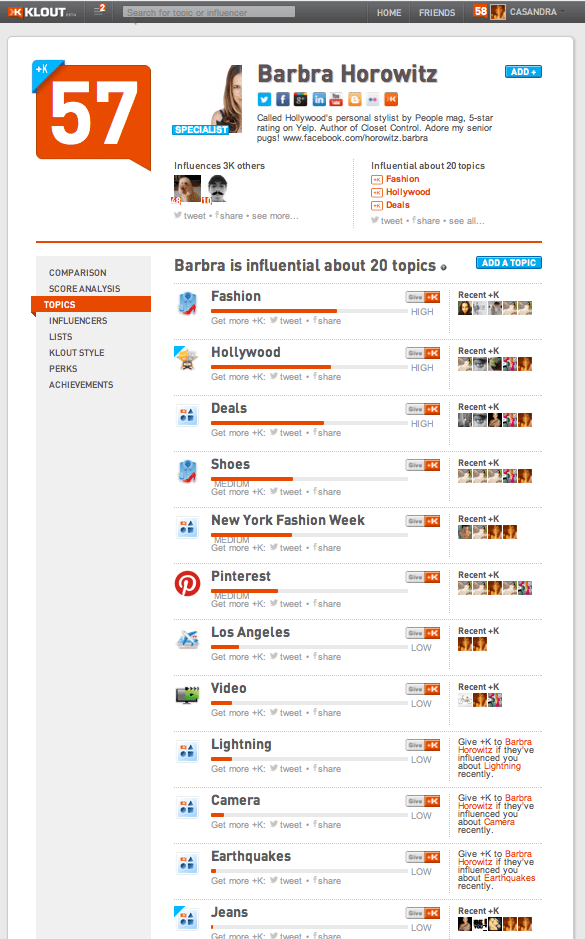 Barbra Horowitz Klout